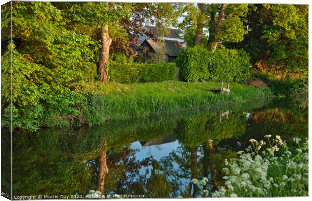 Golden Hour Reflections on River Bain Canvas Print by Martin Day