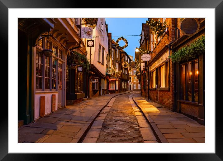 York shambles at sunrise Framed Mounted Print by Kevin Winter