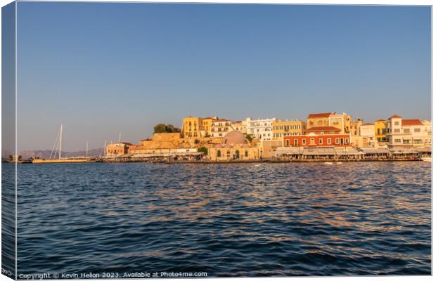 The Venetian harbour, Chania, Canvas Print by Kevin Hellon