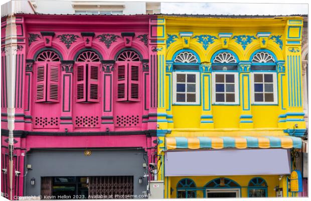 Colourful shophouses on Phang Nga Road Canvas Print by Kevin Hellon