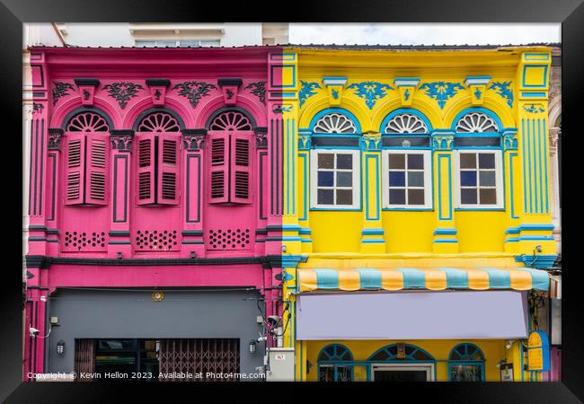 Colourful shophouses on Phang Nga Road Framed Print by Kevin Hellon