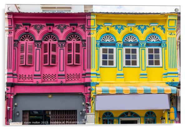 Colourful shophouses on Phang Nga Road Acrylic by Kevin Hellon