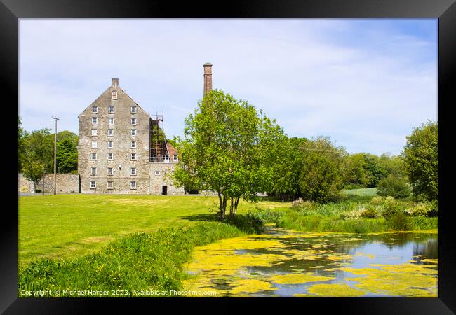 The historic Ballydugan flourmill and chimney stac Framed Print by Michael Harper