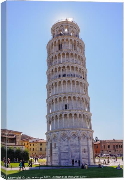 The dark side of the Leaning Tower - Pisa Canvas Print by Laszlo Konya