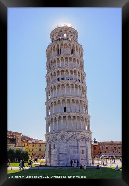 The dark side of the Leaning Tower - Pisa Framed Print by Laszlo Konya