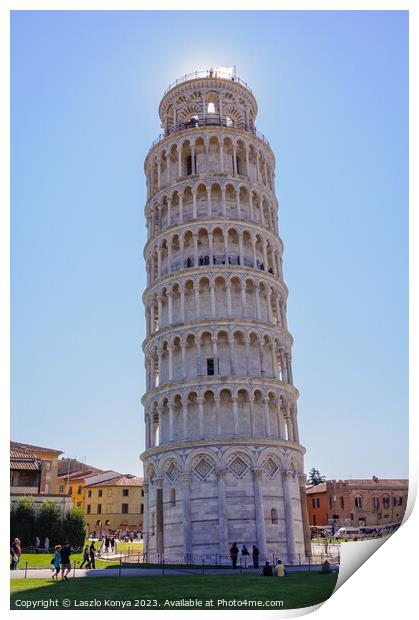The dark side of the Leaning Tower - Pisa Print by Laszlo Konya