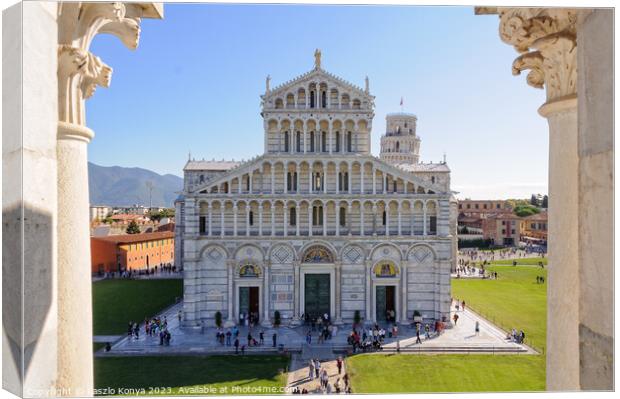 The Cathedral and the Leaning Tower - Pisa Canvas Print by Laszlo Konya