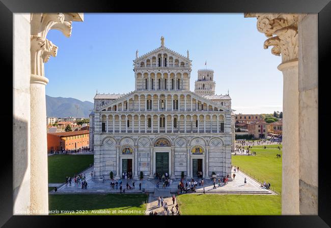 The Cathedral and the Leaning Tower - Pisa Framed Print by Laszlo Konya