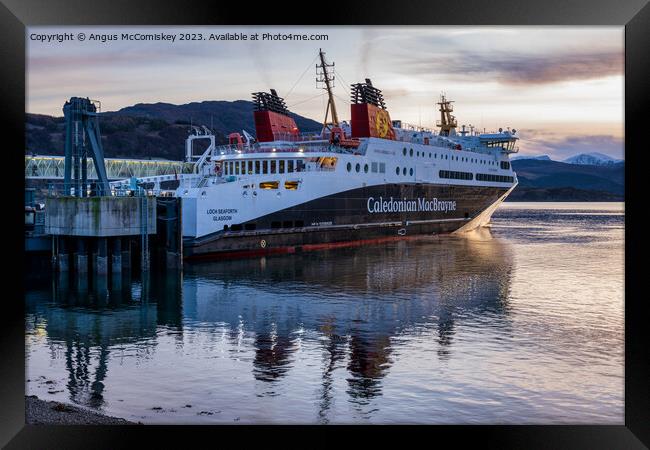 CalMac ferry in Ullapool harbour Framed Print by Angus McComiskey