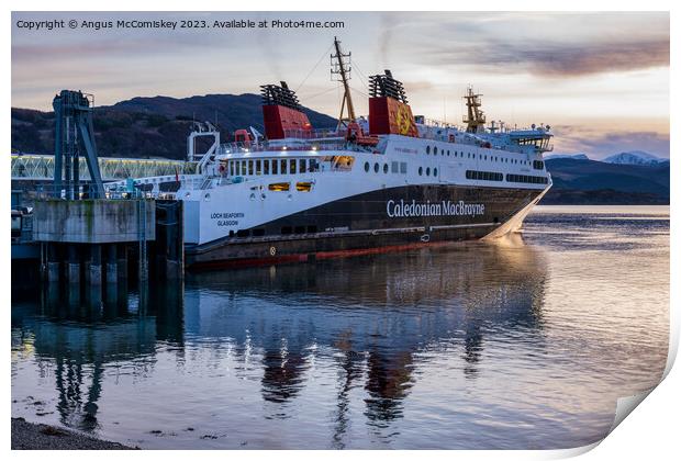 CalMac ferry in Ullapool harbour Print by Angus McComiskey