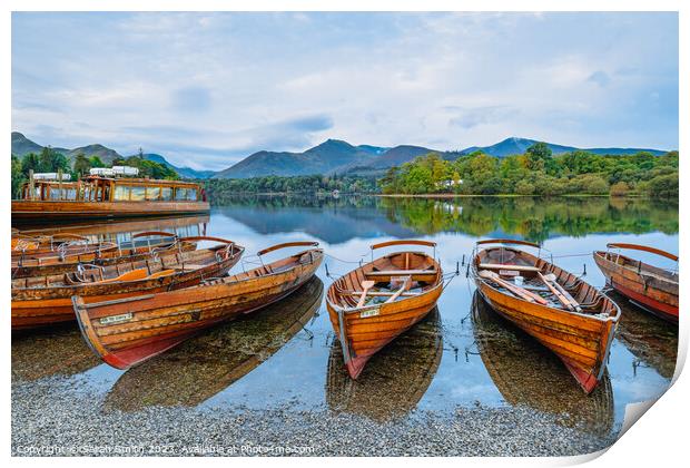 Early Morning at Derwentwater Print by Sarah Smith