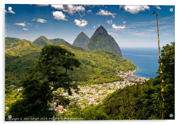 Pitons - Saint Lucia Acrylic by John Gilham