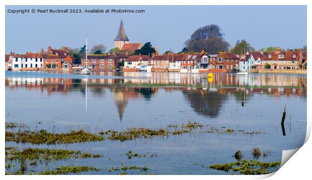 Bosham Reflected Chichester Harbour Sussex Pano Print by Pearl Bucknall