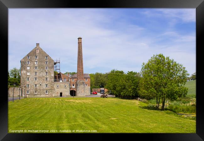 The historic Ballydugan flour mill and chimney stack Framed Print by Michael Harper
