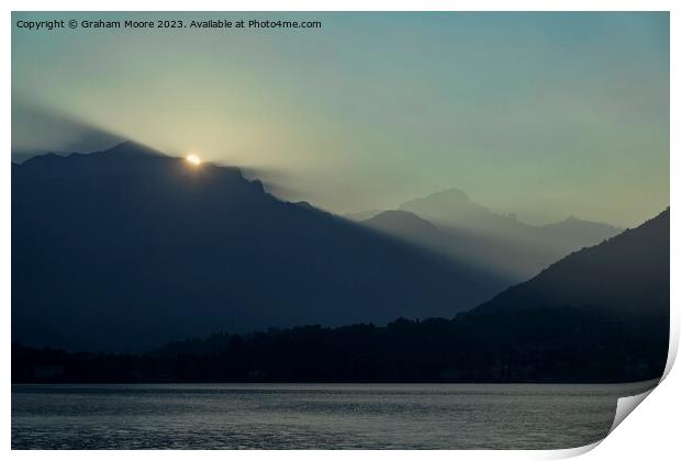 Lake Como sunrise Print by Graham Moore
