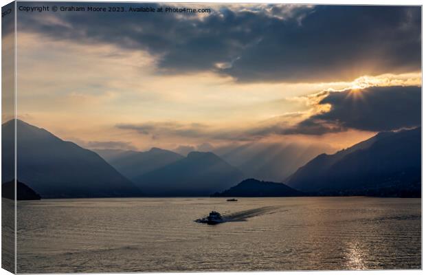 Late evening hydrofoil Lake Como Canvas Print by Graham Moore