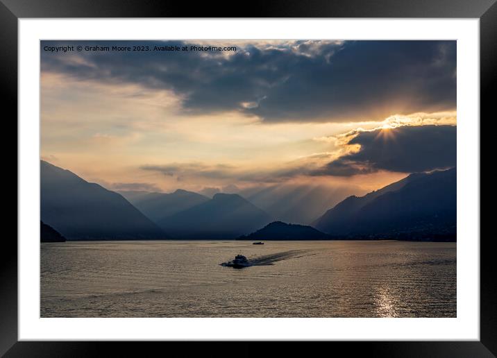 Late evening hydrofoil Lake Como Framed Mounted Print by Graham Moore