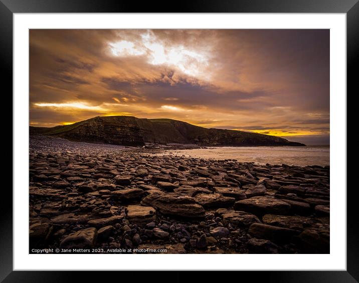 Clouds above Dunraven Bay  Framed Mounted Print by Jane Metters