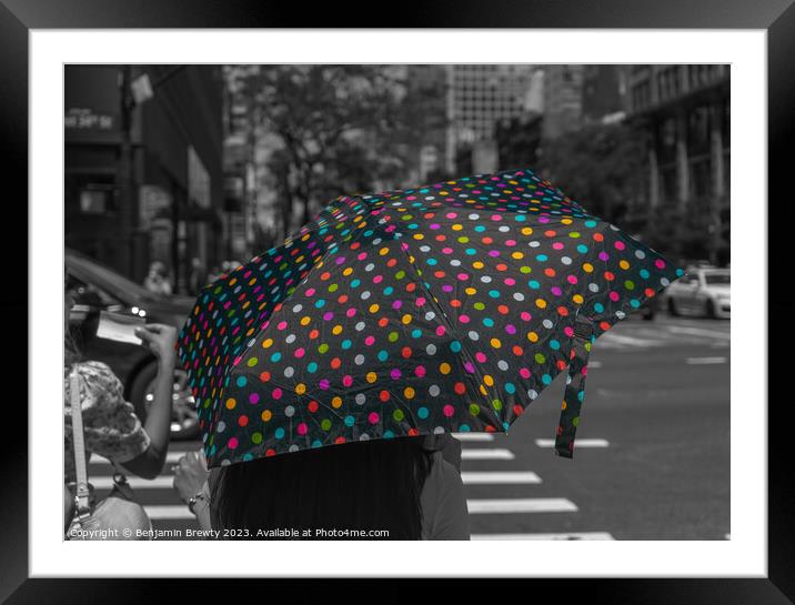 Umbrella Colour Pop Framed Mounted Print by Benjamin Brewty
