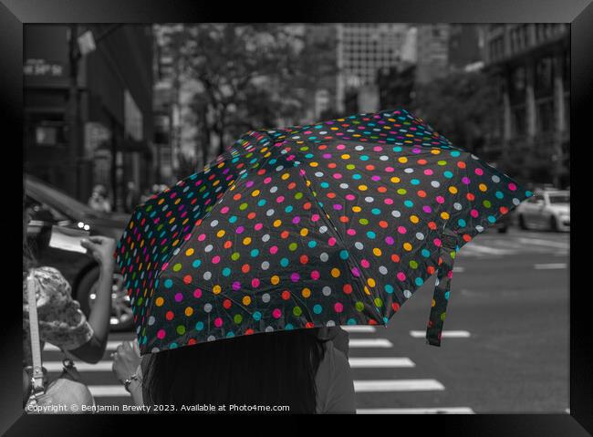 Umbrella Colour Pop Framed Print by Benjamin Brewty
