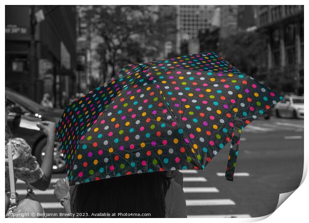 Umbrella Colour Pop Print by Benjamin Brewty