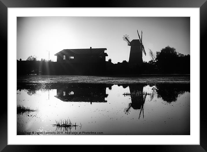 Marsh Mill Mono Framed Mounted Print by Jason Connolly