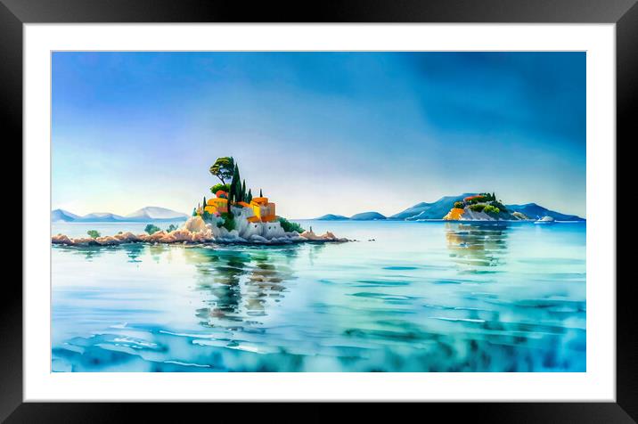 Enchanting Islands Emerging from Serene Mediterran Framed Mounted Print by Roger Mechan