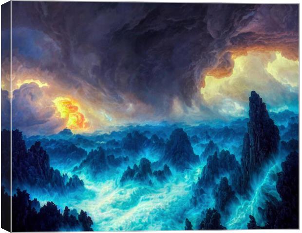 Cosmic Tempest Unleashed Canvas Print by Roger Mechan