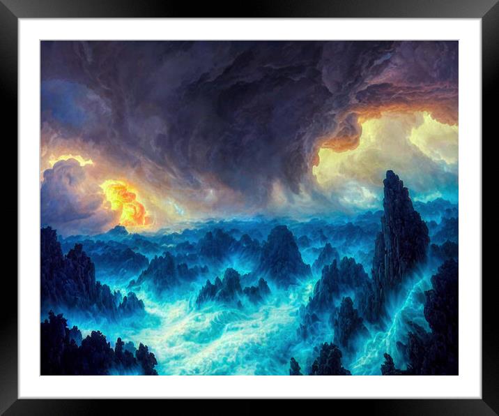 Cosmic Tempest Unleashed Framed Mounted Print by Roger Mechan