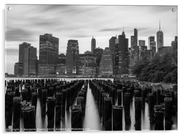 B&W NYC Skyline  Acrylic by Benjamin Brewty