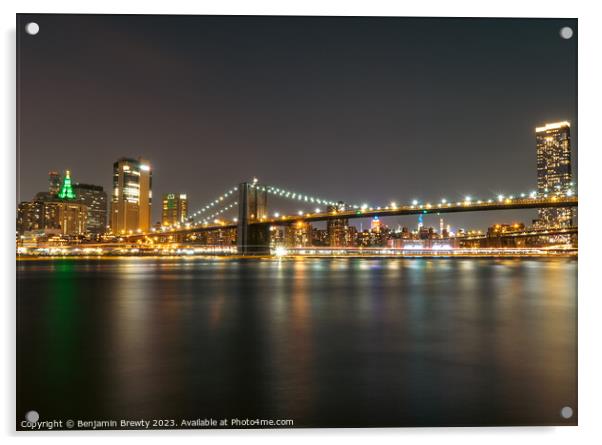 Brooklyn Bridge Long Exposure  Acrylic by Benjamin Brewty