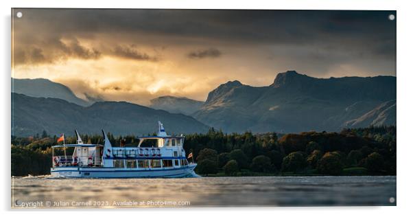 Windermere Lake Cruise Langdale Pikes with dramati Acrylic by Julian Carnell