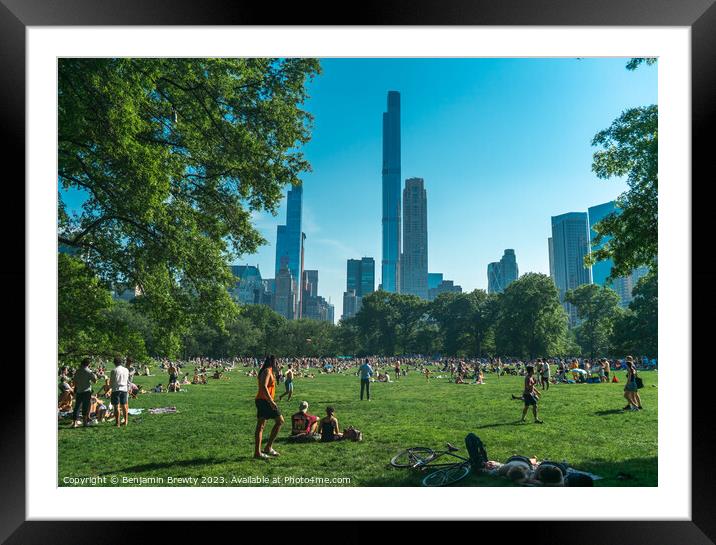 Central Park In The Summer Framed Mounted Print by Benjamin Brewty