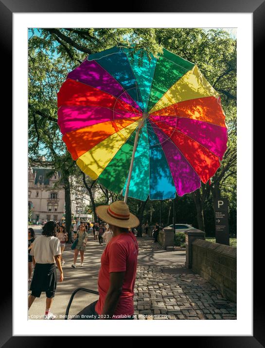 Colourful Umbrella Framed Mounted Print by Benjamin Brewty