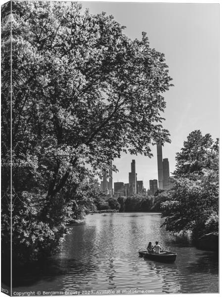 Black & White Central Park  Canvas Print by Benjamin Brewty