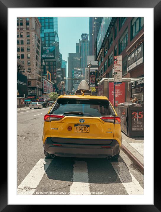 New York Yellow Taxi Framed Mounted Print by Benjamin Brewty