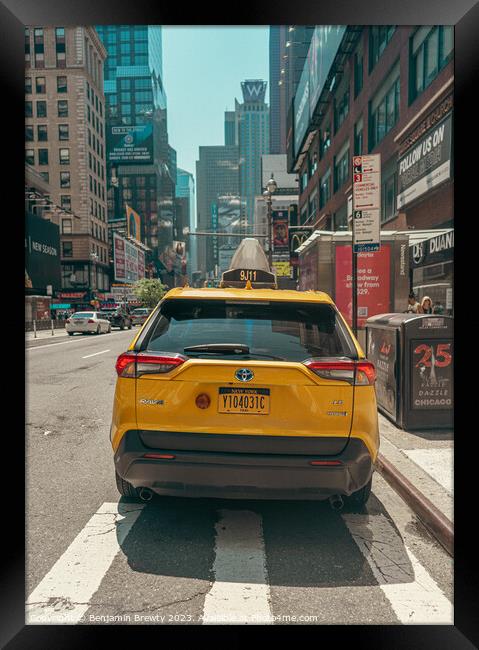 New York Yellow Taxi Framed Print by Benjamin Brewty