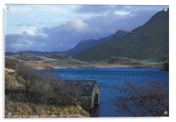 Llynnau Cregennen and Cadair Idris Acrylic by Alan Dunnett