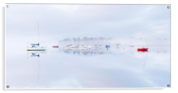 Windermere sailing boats in the mist Acrylic by Julian Carnell