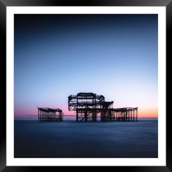 Brighton West Pier, Sundown Framed Mounted Print by Mark Jones