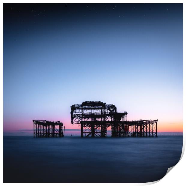 Brighton West Pier, Sundown Print by Mark Jones