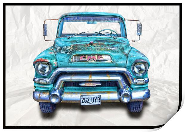 American pickup truck in Blue and rust Print by Tim Shaw