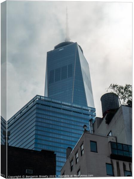 One World Trade Centre In The Fog  Canvas Print by Benjamin Brewty