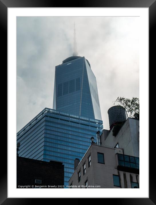 One World Trade Centre In The Fog  Framed Mounted Print by Benjamin Brewty