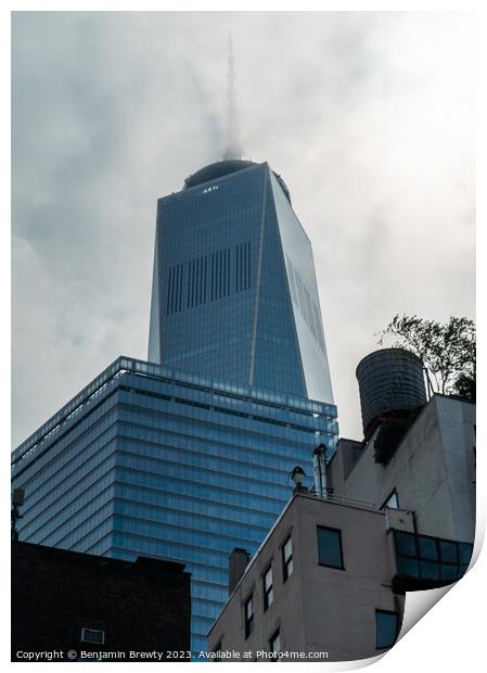 One World Trade Centre In The Fog  Print by Benjamin Brewty