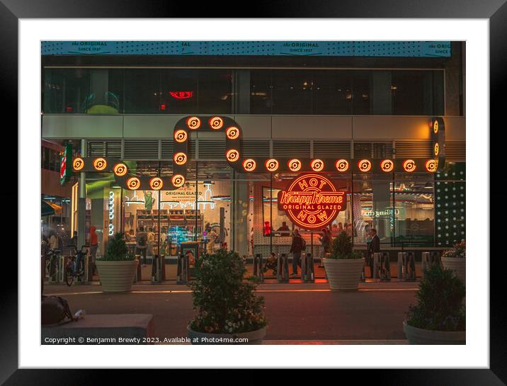 Krispy Kreme Times Square Framed Mounted Print by Benjamin Brewty