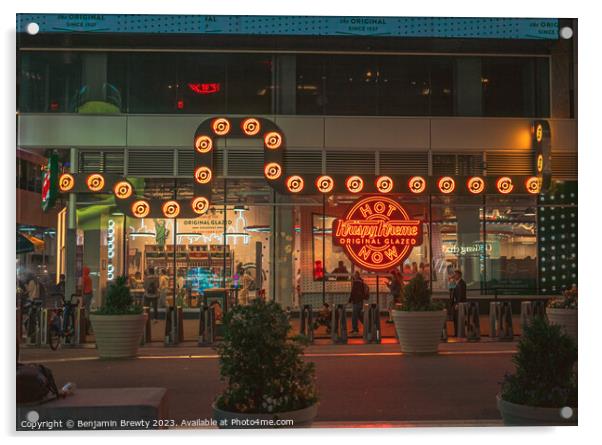 Krispy Kreme Times Square Acrylic by Benjamin Brewty