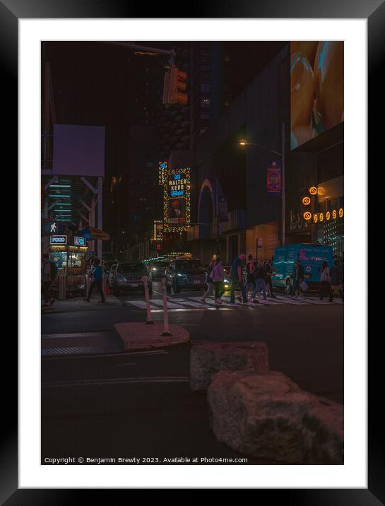 Late Night In Times Square Framed Mounted Print by Benjamin Brewty