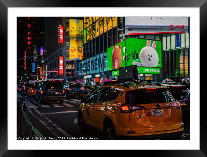 Times Square At Night  Framed Mounted Print by Benjamin Brewty