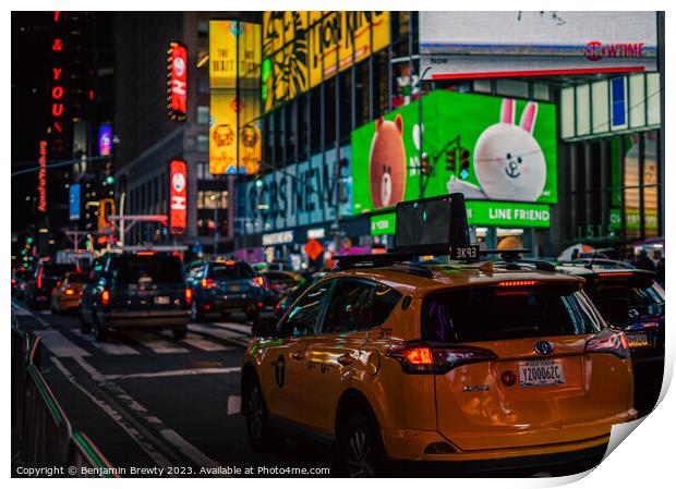Times Square At Night  Print by Benjamin Brewty